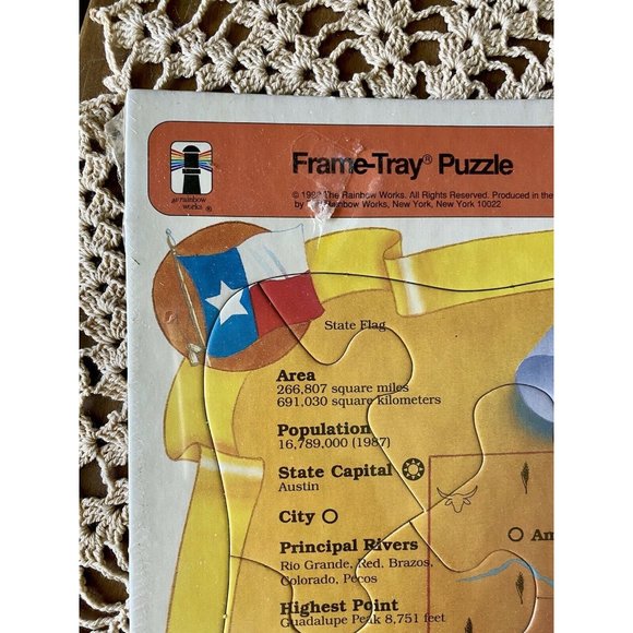 Texas Puzzle - NIP - Texas Frame Tray Puzzle 1992 - Rainbow Works - 11” X 14” - Picture 5 of 7